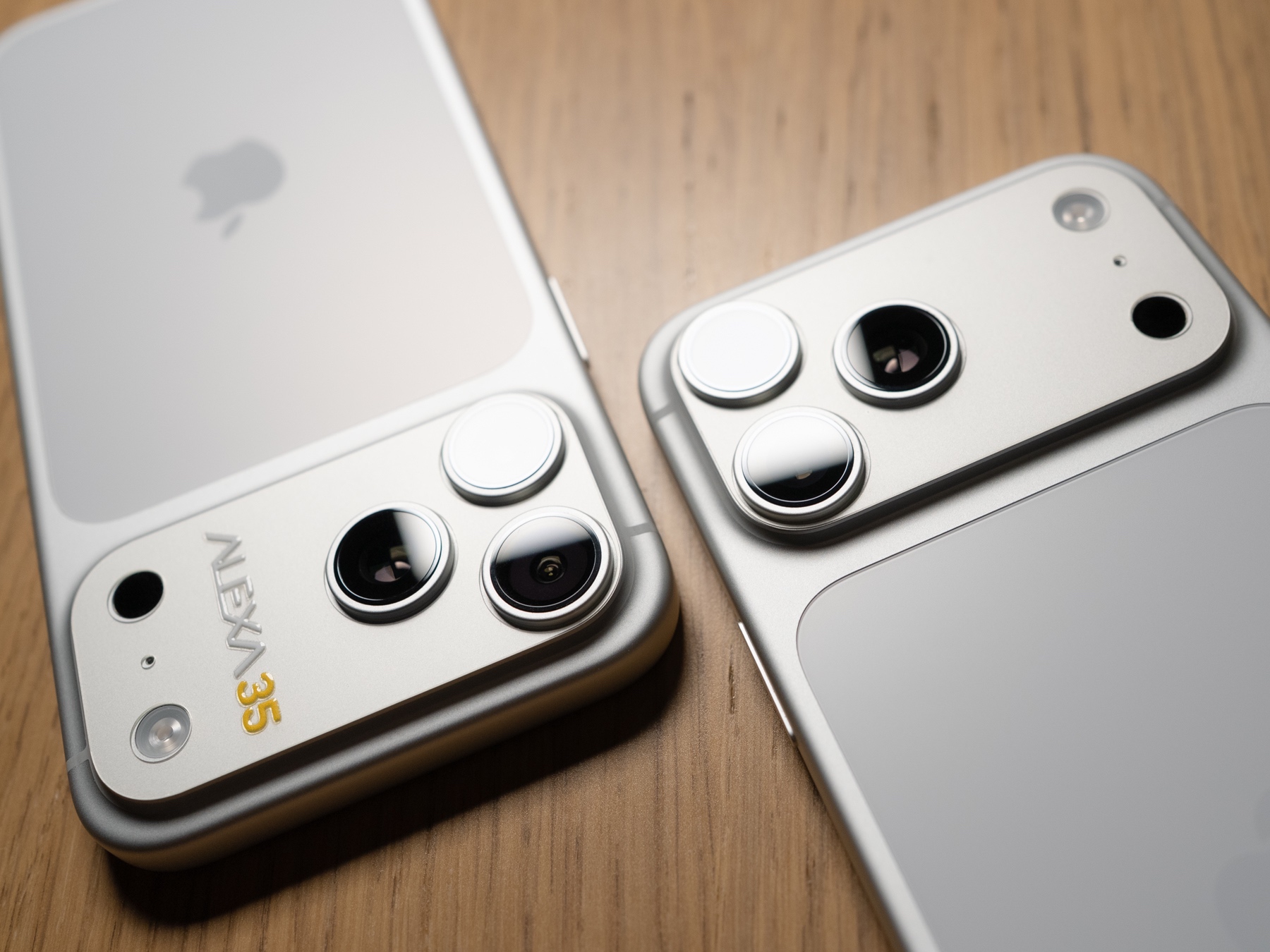 Both phones' camera lenses after a year without lens protectors